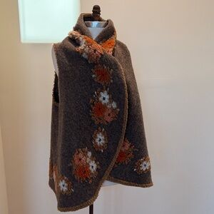 Tempo Paris Brown and Orange Floral Wool Vest Whimsy Fairycore